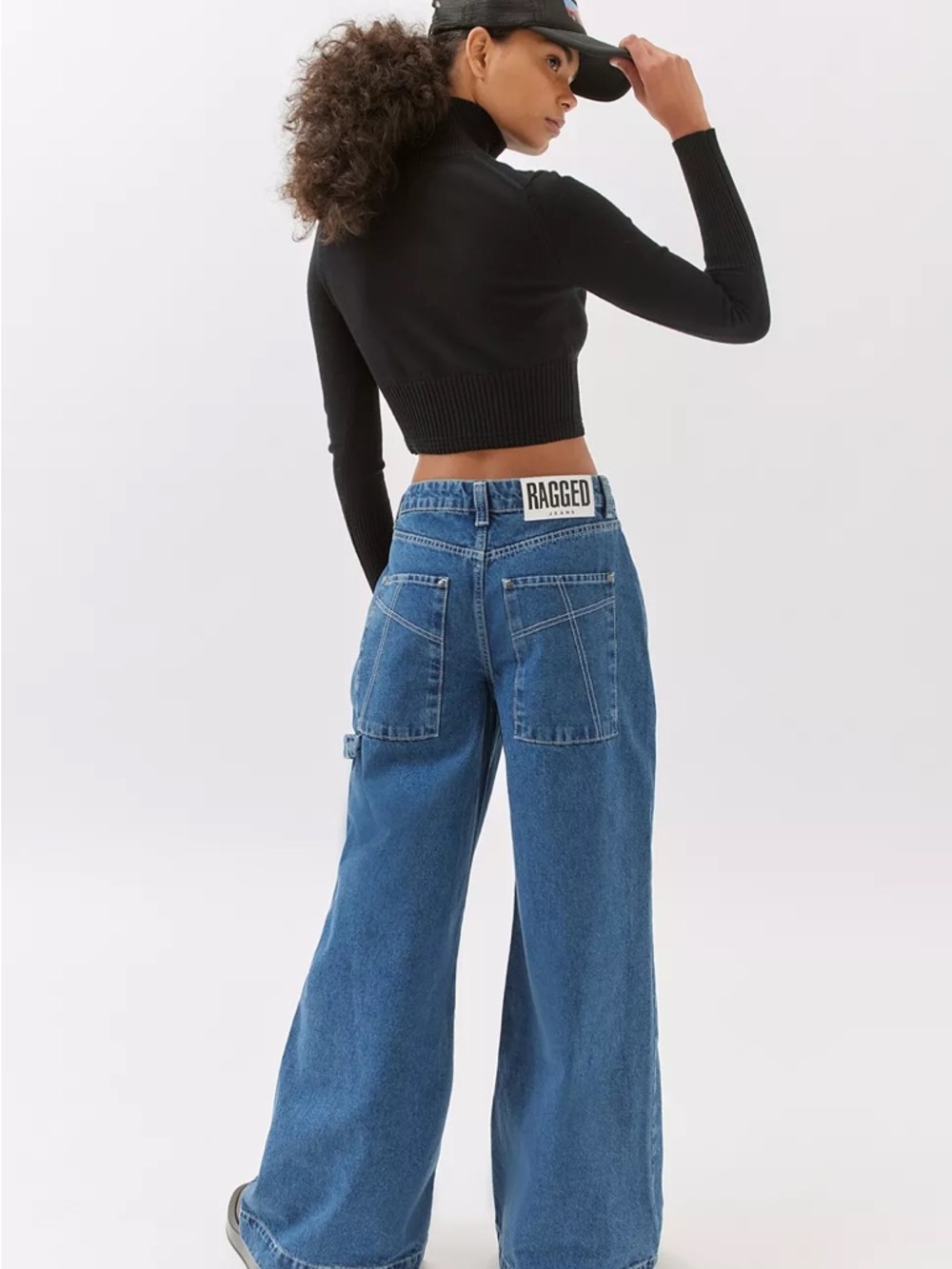 Ragged Priest High-Rise Wide-Leg Jeans in Mid Blue